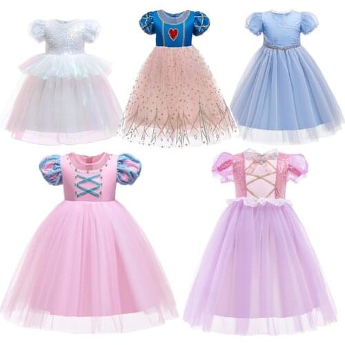 Princess Dress Girl Fancy Cosplay Costume Ball Gown Birthday Party Kids Dresses for Girl Summer Casual Wear Children Clothing