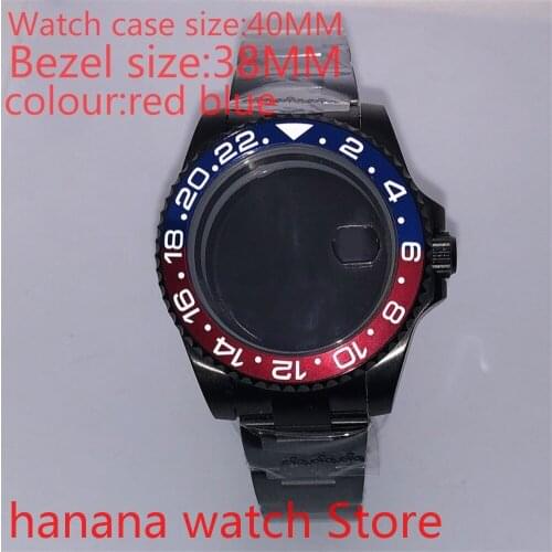 Suitable for NH35 36 Mingzhu2813 Miyata automatic winding 40mm sealed back black box series, with rotating bezel blue red
