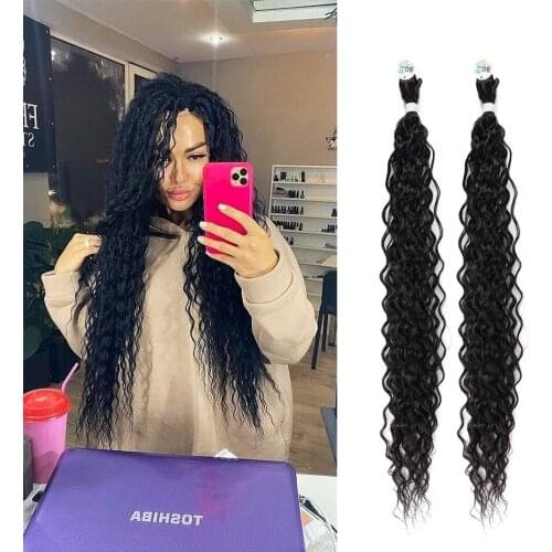 Afro Curls Kinky Curly Hair Bundles Synthetic Weaving Braids 300g for Full Head Extention 2021 New Ins Trendy Anjo Plus Women
