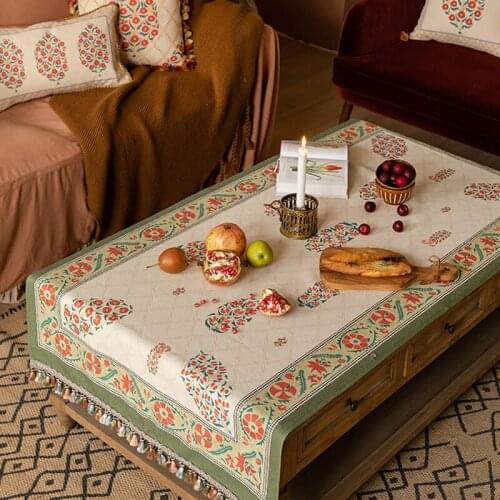 Retro Rectangular Tablecloth Wool Coffee Table Cover Cloth Home Dresser Chest Of Drawers Cover Cloth Hand Painted Dust Pad