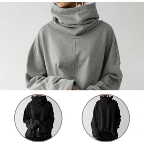 Pullover Blouse Long Sleeve Plush Lining Warm Long Sleeve Turtleneck Women Sweatshirt Casual Sweatshirt Traksuit