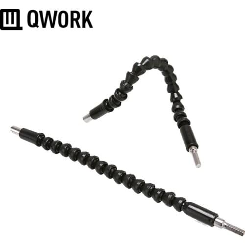 QWORK 295mm Electronics Drill Black Flexible Shaft Bits Extension Screwdriver Bit Holder Connect Link, 1 PC