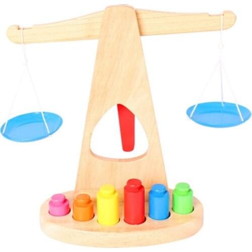 Montessori Educational Toy Simulation Wooden Balance Beam Weighing Scale Sensorial Toy Hands-on Ability Training For Children
