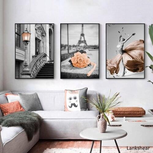 Retro Black and White Landscape Art Picture Home Decor Nordic Canvas Painting Wall Art Brown Print and Poster for Living Room