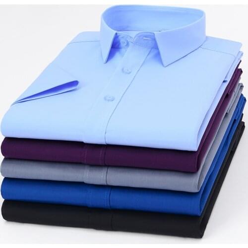 High Quality Summer Men Shirt Short Sleeved Bamboo Fiber Shirts Fashion Causal Work Shirts Brand Clothes 19 Colors DS412