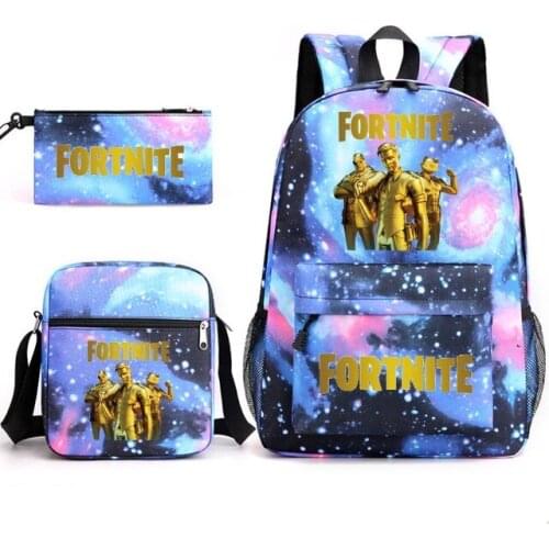 FORTNITES 3pcs Set Backpack Children Anime Cartoon School Bag Bookbag Men Women Travel bags Mochila Daily Rucksack