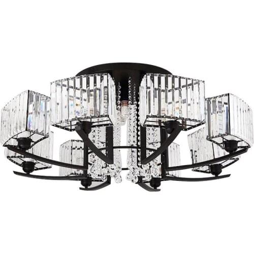 Modern Crystal Chandelier LED E27 use for bedroom living room villa iron art Lamp body crystal glass Lampshade AC85-265V