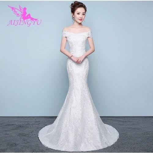 AIJINGYU Marriage Dress High Waist Unique Supplier Ukraine Vintage Lace Real Photo Wedding Gowns With Sleeves Online