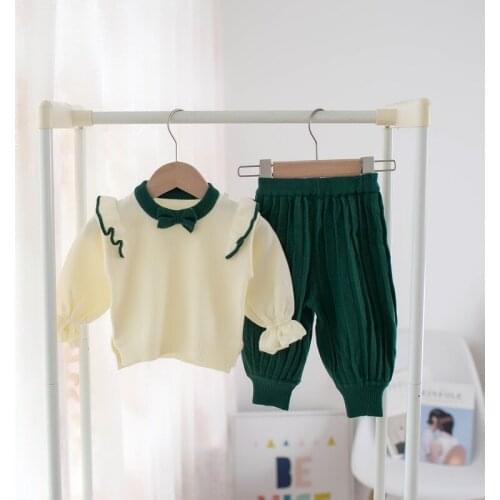 Baby Girls Sweater Knit Suit Outfits Spring Autumn Kids Cotton Clothing Set 2 Pieces Children Clothes For Girl Christmas Costume