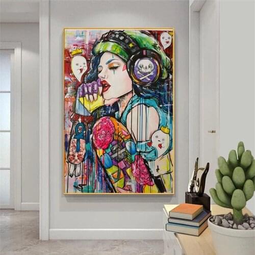 Street Graffiti Art Posters and Prints Woman Pictures Canvas Printing Modern Painting Living Room Home Decoration Wall Artwork