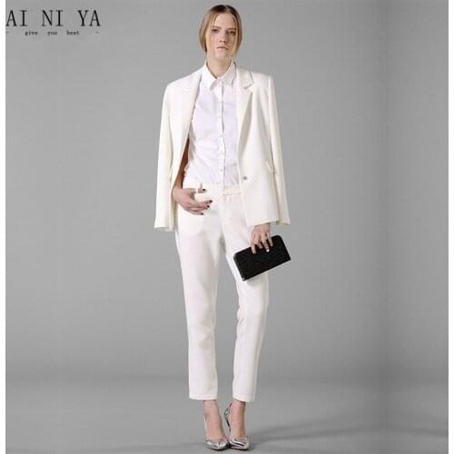 Spring Fashion Womens Business Suits Soild Elegant Pant Suits Single Breasted Female Office Uniform Ladies Touser Suit