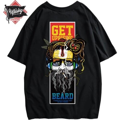 UPRISING NEW Hip-hop street fashion personality long beard grimace monster short-sleeved summer large size cotton