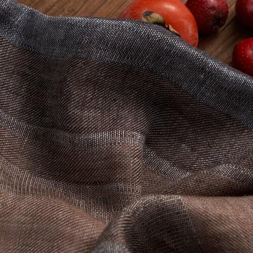 High quality cotton and hemp fabric Thickened yarn dyed tissu Robe dress pants coat custom patchwork