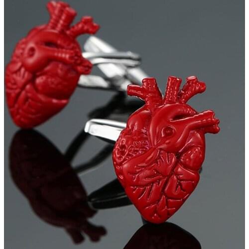 High quality red heart Cufflinks new fashion jewelry heart model Cufflinks mens business shirt suit pin badge gift