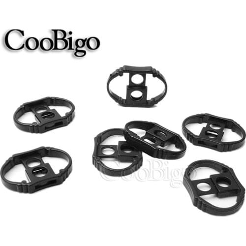 100pcs Black 4mm Hole Plastic Cord Slider Drawstring Rope Clamp Cord Lock Symmetrical Stopper For Paracord Rope Accessories