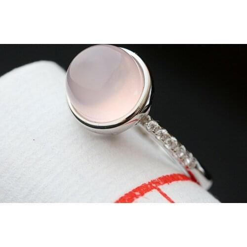 925 sterling silver inlaid natural crystal powder micro ring opening fashion female silver ring