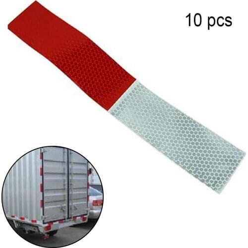 10Pcs Night Driving Safety Secure Red White Sticker 5*30cmCar Reflective Sticker Warning Strip Reflective Truck Auto Supplies