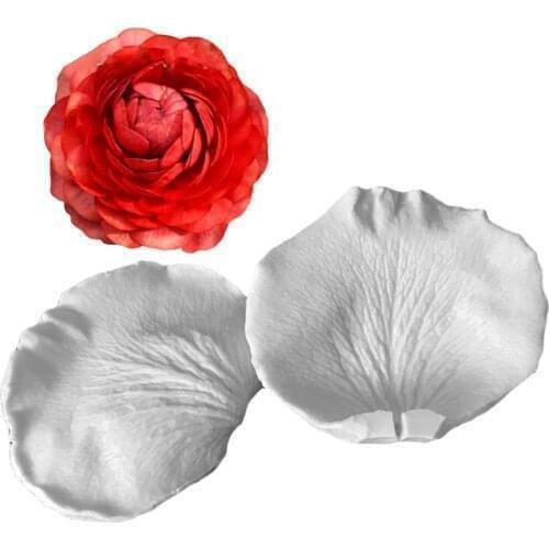2-Pcs Silicone Cake Flower Mold Baking Candy Mould Rose Flower Fondant Paste Chocolate Petal Mold Decorating Tool