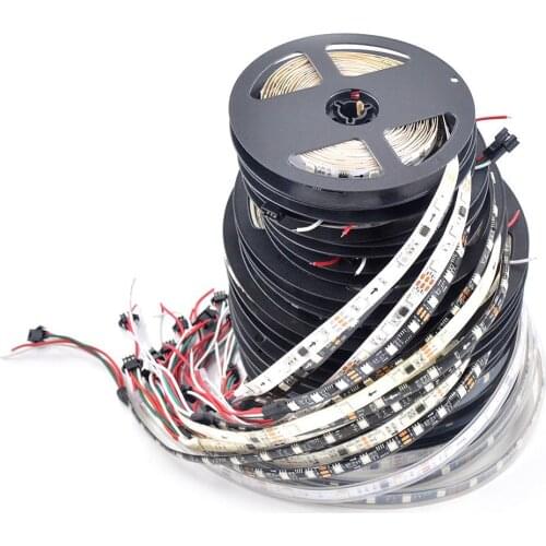 5m DC12V WS2811 Black/White PCB 30/48/60 leds/m 10/16/20 pixels/m Addressable led strip,1 ic control 3 leds, IP30/IP65/IP67