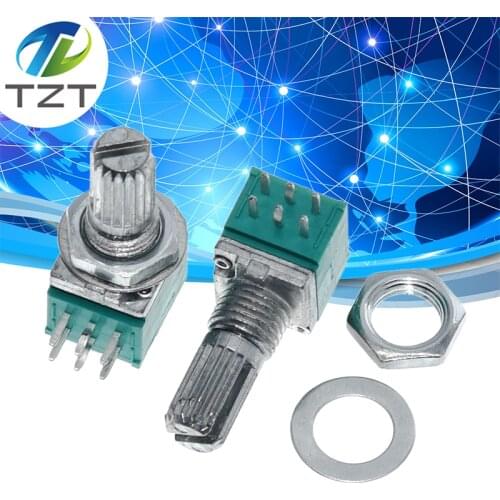 6pin RK097N dual potentiometer B5K B10K B20K B50K B100K with switch audio / power amplifier / sealing potentiometer 15mm Shaft