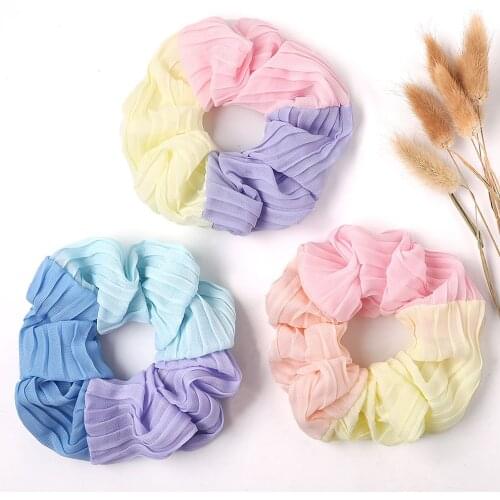 Free shipping fashion lovely color matching women hair scrunchies ins girls hairbands Ponytail Holder Hair accessories