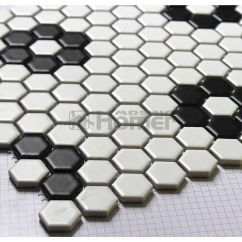 Shipping free!! hexagon white and black ceramic mosaic, kitchen floor mosaic tiles, HME7016, kitchen backsplash bathroom wall