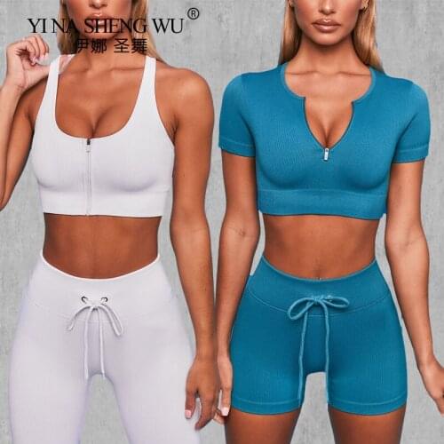 Seamless Yoga Shirts Zipper Short Sleeve Workout Tops Women Fitness Crop Top Workout Tops Gym Clothes Sportswear Jogging T-shirt