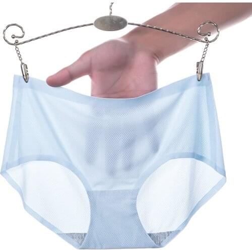 One - Piece Seamless Underwear Summer Thin Breathable ICE Cotton Crotch Ladies Mid Waist Breifs