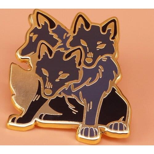 Cerberus Wolf Enamel Pin Three head wolves brooch horror variant animal pin badge