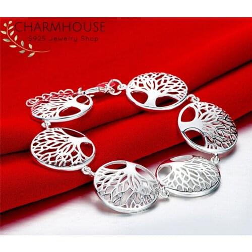 Charmhouse Silver Bracelets For Women Round Tree Chain Bracelet & Bangles Pulseira Femme Wristband Fashion Jewelry Wholesale