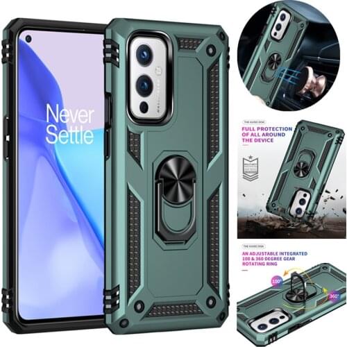For Oneplus 9 Pro Case Armor Hard Car Magnetic Finger Ring Stand Phone Cases Fpr One plus 9 TPU Bumper Shockproof Back Cover