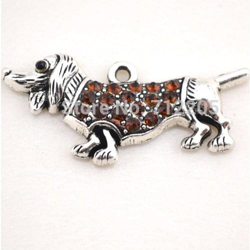 Zinc studded with sparkling crystals Dachshund Crystal Dogs Animal Pendant