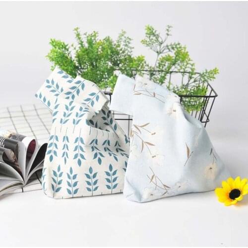 Ladies Bar Knot Handbag Literary Style Flower Pattern Wrist Handbag Womens Coin Purse and Mobile Phone Bags