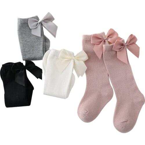 Kids Socks Toddlers Girls Big Bow Knee High Long Soft Kids Socks Bowknot 100% Cotton 0-3 Years Newborn Socks