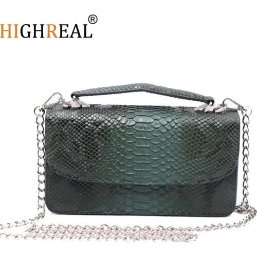 Designer Bag Genuine Leather Women Small Chain Shoulder Clutch Lady Crossbody Bag Purse Fashion Serpentine Female Messenger Bag
