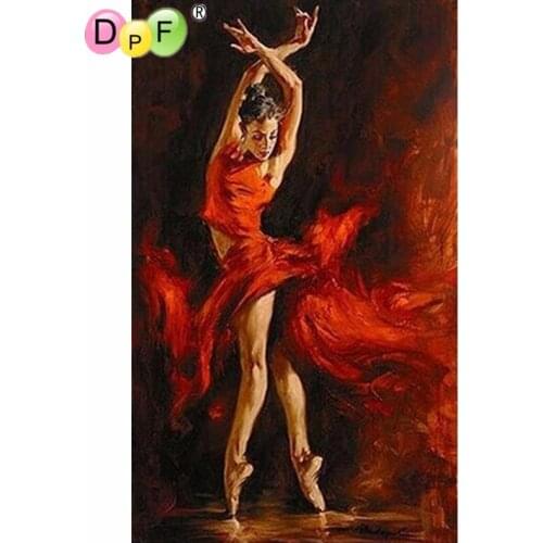 DPF DIY 5D diamond embroidery cross stitch red dress dancer diamond painting needlework diamond mosaic square home decor gift