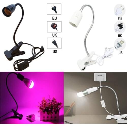 E27 Desk Clip Lamp Holder, LED Lamp Holder EU/US/UK Plug Single/Double Flexible Lamp Holder Clip Edison Screw Lamp Holder Base