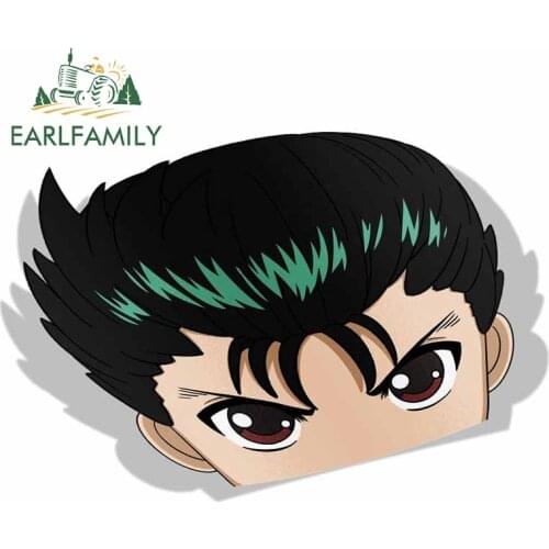 EARLFAMILY 13cm x 8.8cm for Yusuke Urameshi Yuyu Hakusho Peeker Anime Big Head Vinyl Car Sticker JDM Rear Windshield Trunk Decal