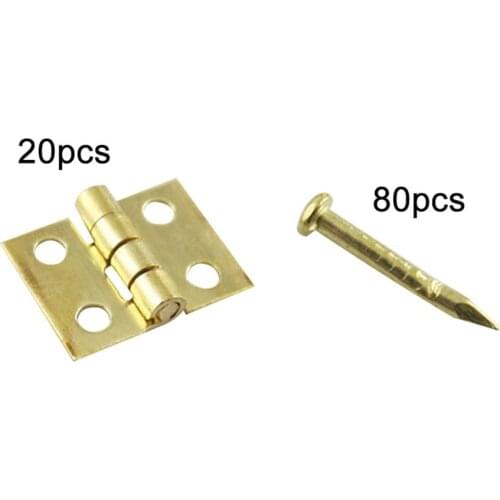 Hot Sale 20Pcs Mini Metal Hinges with Nails DIY Miniature Furniture Dollhouse Accessory DIY Craft Accessories Hardware Nail