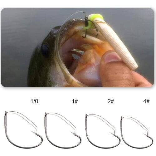 Hyaena 120PCS Fishing Wacky Weedless Hooks Wide Gap Hooks 304 Stainless Steel Wacky Rig Hooks For Wacky Style