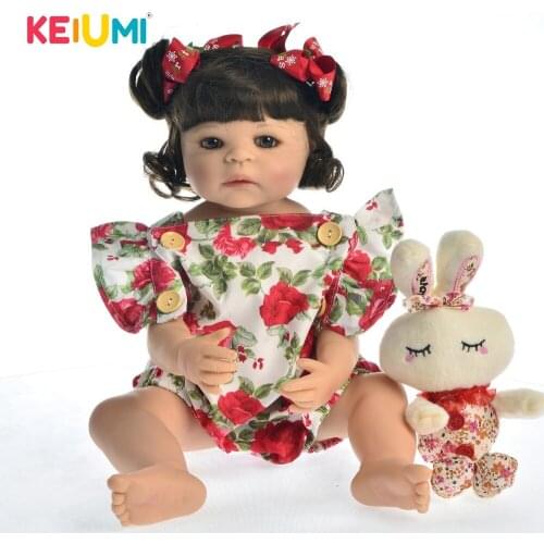 KEIUMI Beautiful Full Body Silicone 22 inch Reborn Baby DollS Girl Realistic Princess Reborn Baby 55 cm For Kids Toys Gift