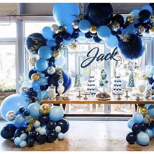 Royal Blue Balloons Garland,121pcs Blue Latex Arch Kit Confetti Balloons for Baby Shower, Wedding, Birthday Party Decorations