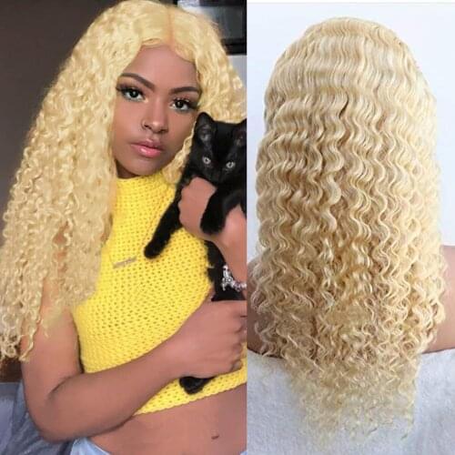 Curly 613 Honey Full Lace Human Hair Wigs Pre Plucked Remy Hair With Baby Hair