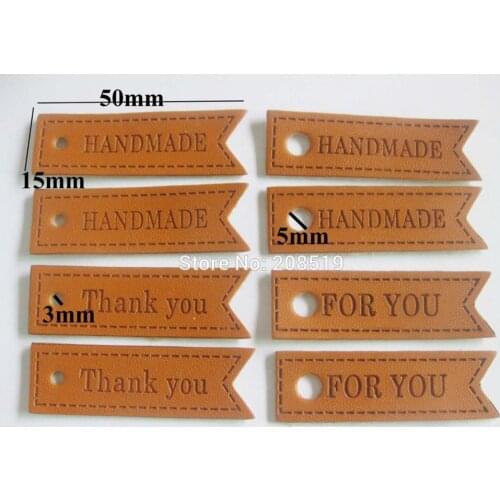 LLNNA 50 pieces PU Leather Labels for apparel decoration Handmade/For You garment accessories