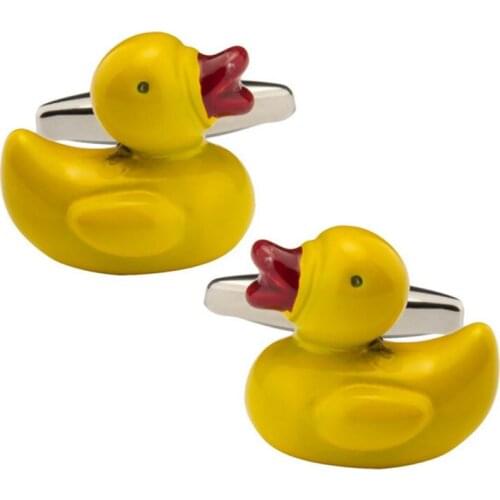 Lovely Yellow Duck Design Sliver Color Cufflinks Fancy Gifts Personalized Cuff Links For Men Jewelry Wholesale