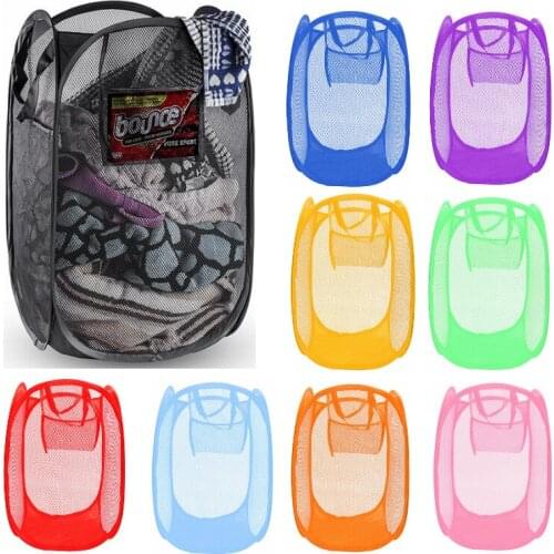 Multi Color Mesh Open Up Washing Laundry Hamper Foldable Laundry Basket Household Clothing Organizer Dirty Clothes Basket