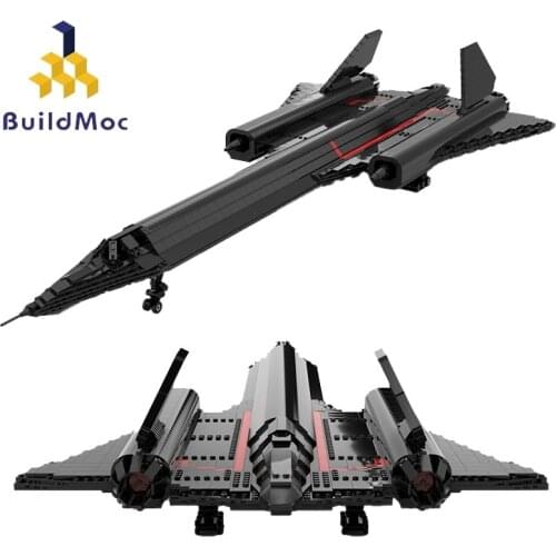 Buildmoc WW2 Military Airplane Creator SR-71 Blackbird Reconnaissance Aircraft Fighter Model Wars Weapon Building Blocks Toys