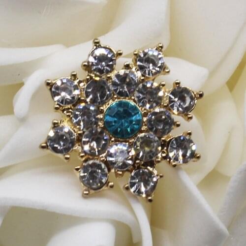 Fashion 10pc 25mm round golden Rhinestone Button flatback Clothing Wedding decoration crafts Girl hair accessories scrapbooking