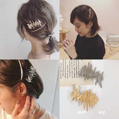 Fashion Ins Vintage Metal Hair Clips Alligator Clip High Quality Matte Silver Gold Color Hairpins Women Girls Accessories