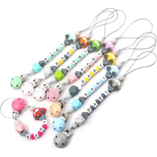 Cartoon Baby Pacifier Chain Silicone Beads Baby Teething Teethers DIY Beads Nipple Chain Necklace BPA Free Baby Shower Gifts